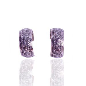 Jennifer Begay JB Navajo Native American Stamped Sterling Silver Hoop Earrings